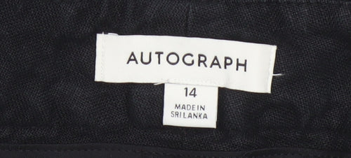 Marks and Spencer Autograph Women's Black Linen Cropped Tapered Trousers Size 14