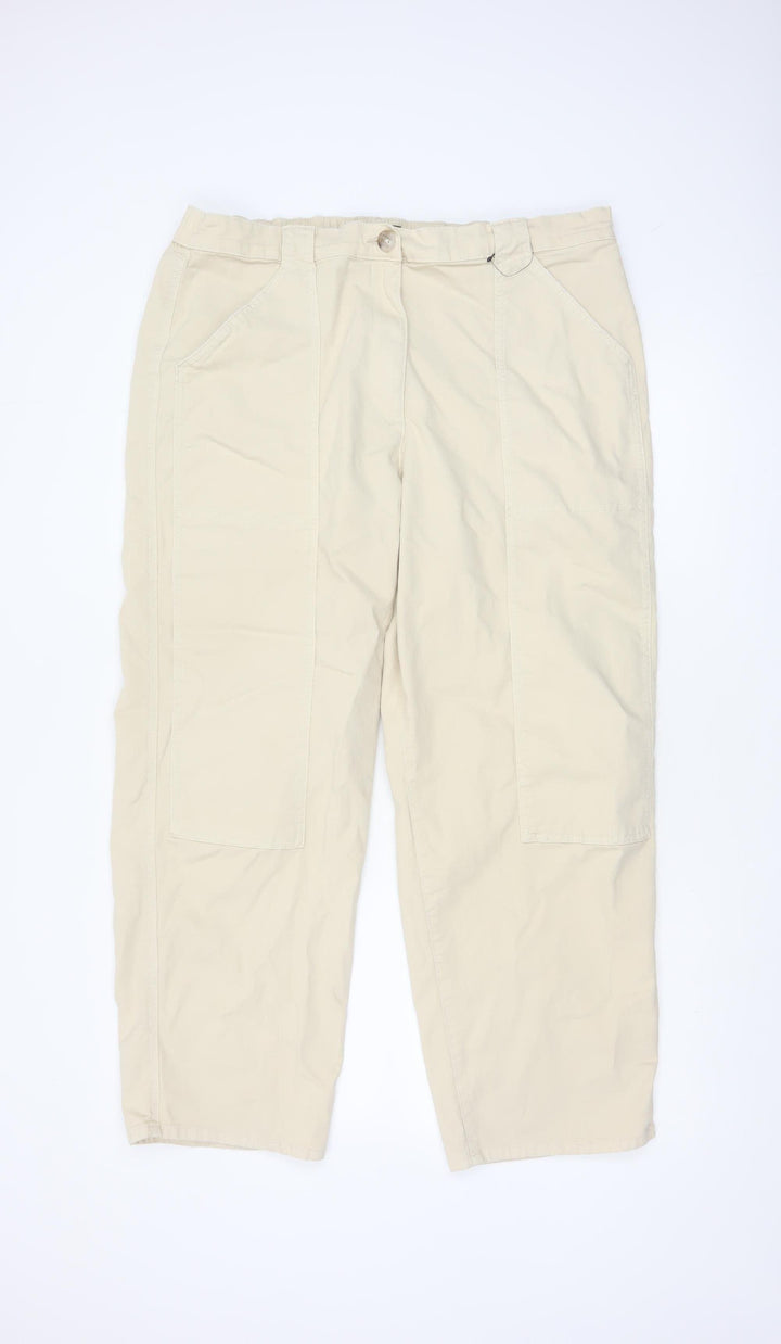 Marks and Spencer Women's Beige Cargo Trousers Size 18 Straight Leg