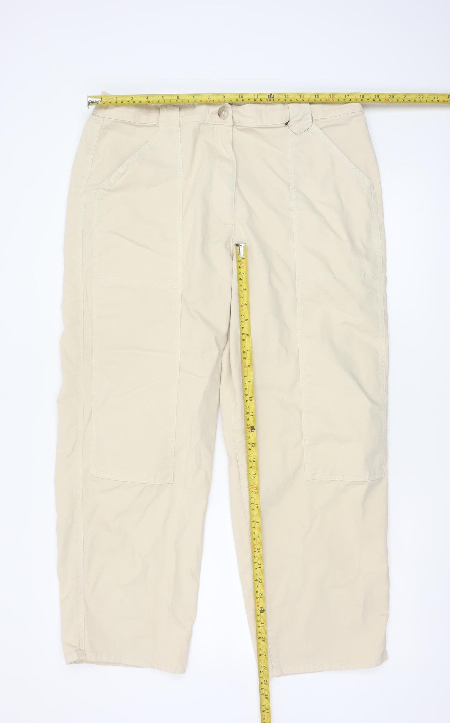 Marks and Spencer Women's Beige Cargo Trousers Size 18 Straight Leg