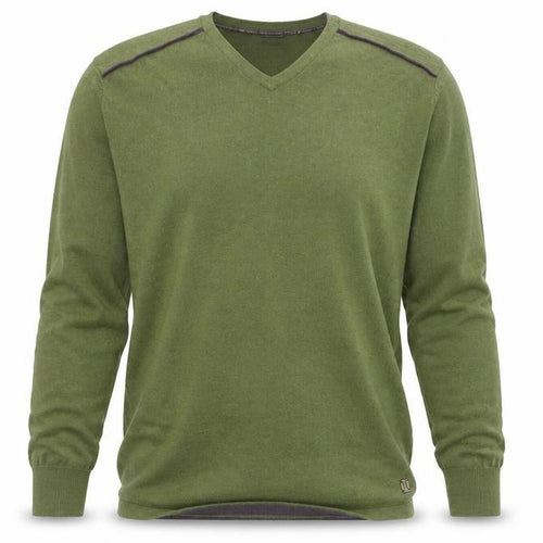 White Stuff Men's Green Cotton Cashmere V-Neck Jumper Size L