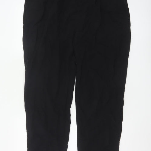 Marks and Spencer Womens Black Regular Fit Lyocell Blend Trousers Size 18