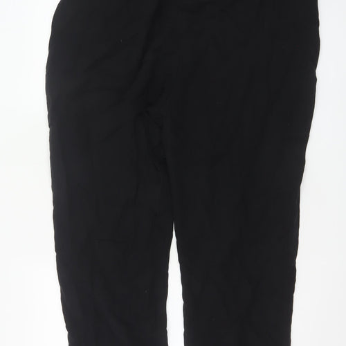 Marks and Spencer Womens Black Regular Fit Lyocell Blend Trousers Size 18