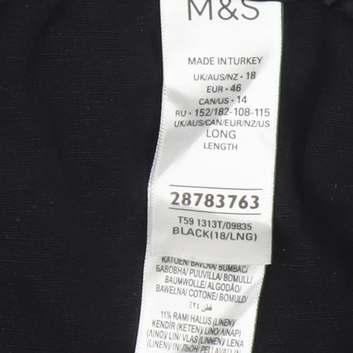 Marks and Spencer Womens Black Regular Fit Lyocell Blend Trousers Size 18