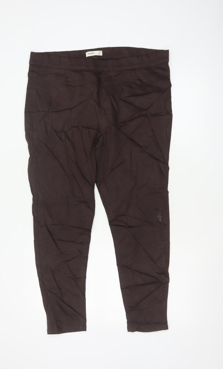 Marks and Spencer Women Brown Jegging Trousers Size 18 Stretch Twill