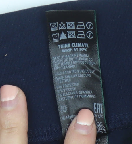 Marks and Spencer Womens Blue Regular Leggings Size 12 Stretch Jersey Trousers