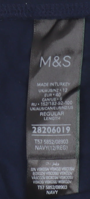 Marks and Spencer Womens Blue Regular Leggings Size 12 Stretch Jersey Trousers