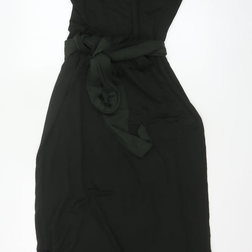 ME+EM Women's Black Midi Shift Belted Sleeveless Dress Size 14