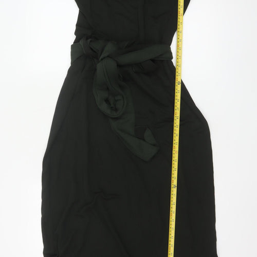 ME+EM Women's Black Midi Shift Belted Sleeveless Dress Size 14