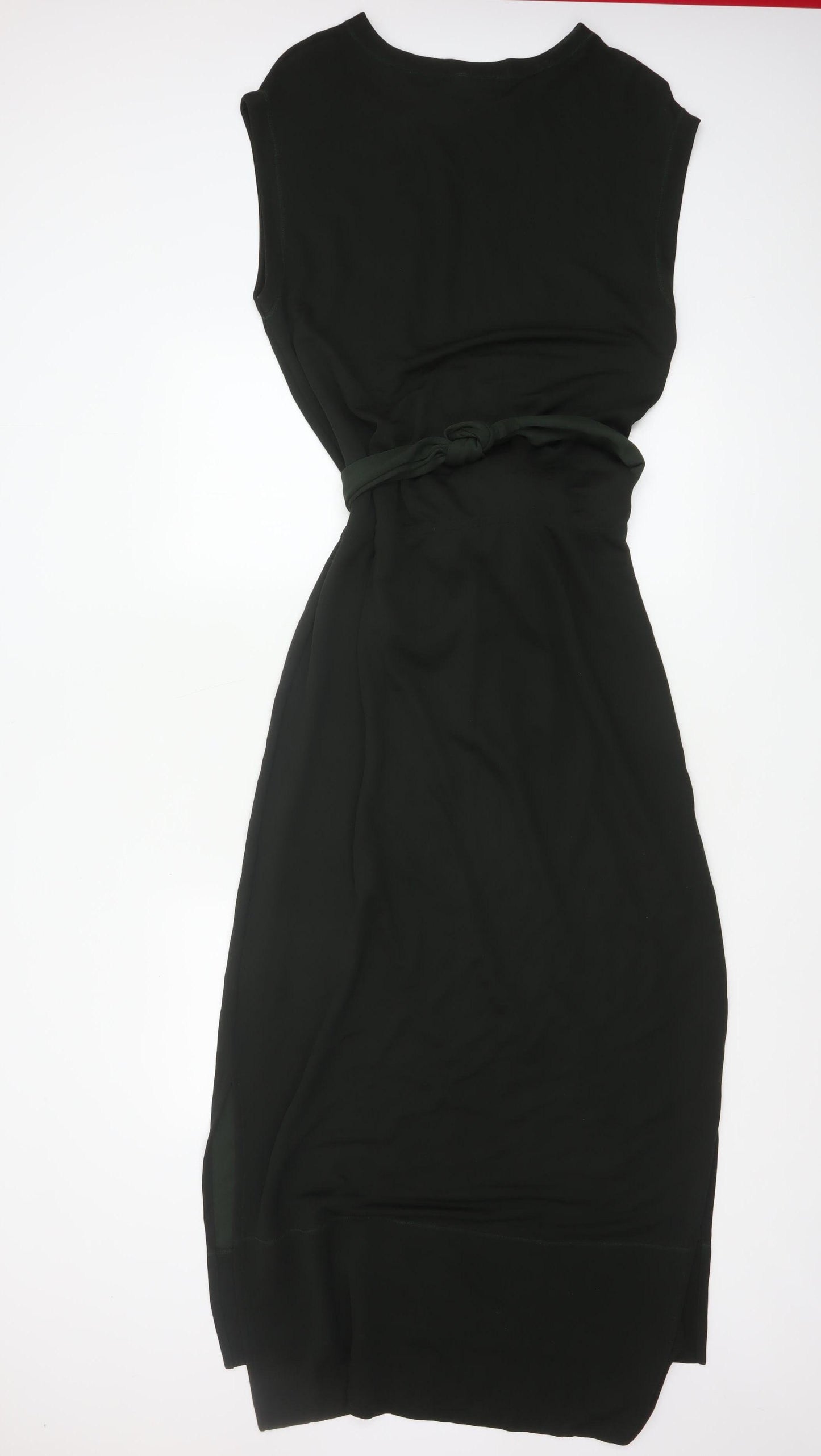 ME+EM Women's Black Midi Shift Belted Sleeveless Dress Size 14
