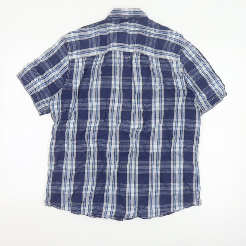 Fat Face Men's Blue Plaid Short Sleeve Button-Up Shirt Size M