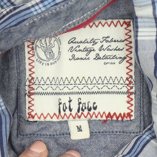 Fat Face Men's Blue Plaid Short Sleeve Button-Up Shirt Size M