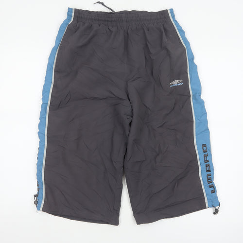 Umbro Men's Grey Blue Cargo Shorts M 32/34 Elastic Waist Sports Style