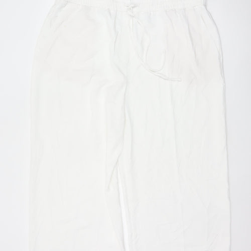Marks and Spencer Women Ivory Wide-Leg Trousers Size 20