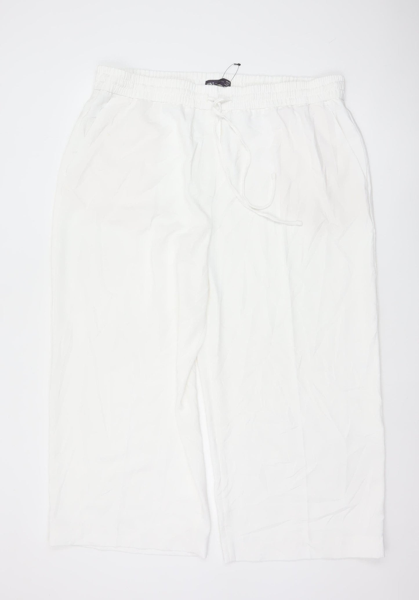 Marks and Spencer Women Ivory Wide-Leg Trousers Size 20