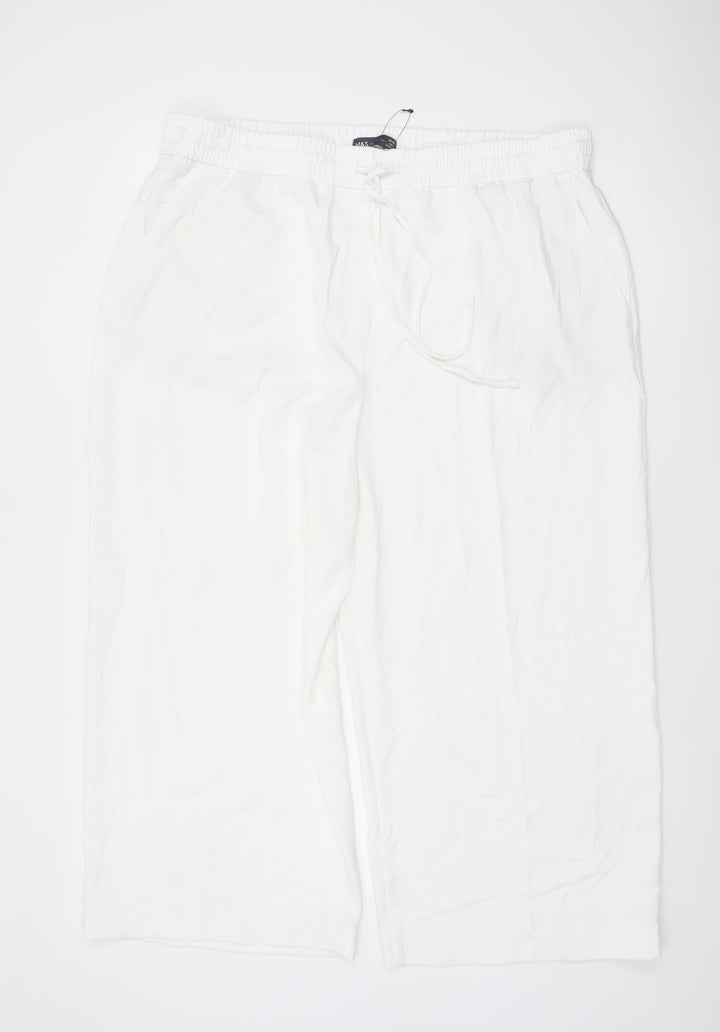 Marks and Spencer Women Ivory Wide-Leg Trousers Size 20