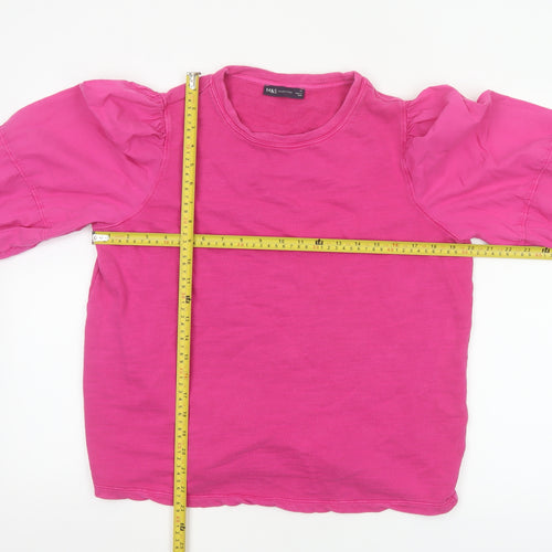 Marks and Spencer Womens Pink Puff Sleeve Cotton T-Shirt Size 14