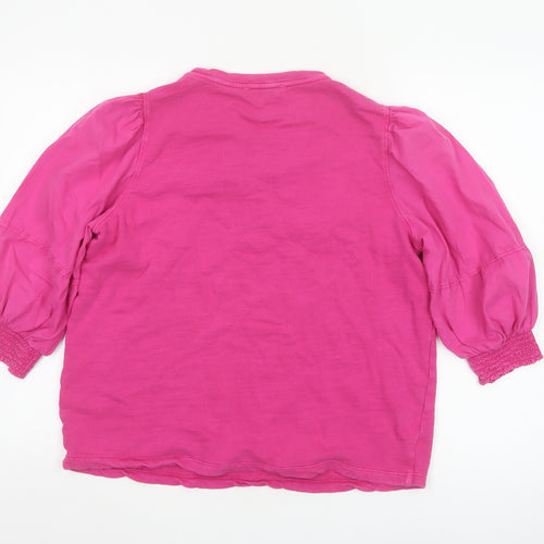 Marks and Spencer Womens Pink Puff Sleeve Cotton T-Shirt Size 14