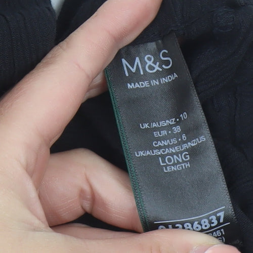Marks and Spencer Womens Black Wide-Leg Viscose Trousers Size 10 Long