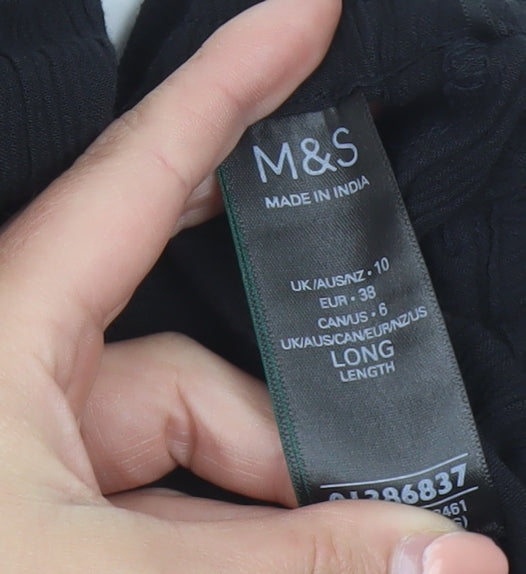 Marks and Spencer Womens Black Wide-Leg Viscose Trousers Size 10 Long