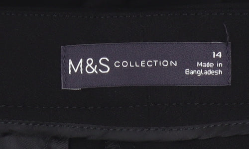 Marks and Spencer Women Black Regular Fit Straight Leg Trousers Size 14