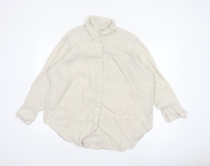 Marks and Spencer Women’s Beige Pure Linen Button-Up Shirt Size 16