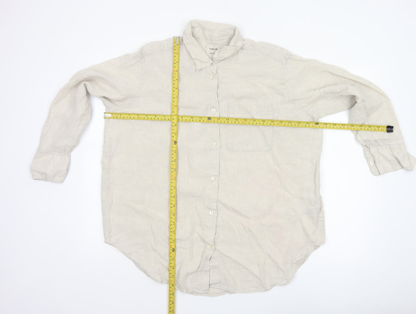 Marks and Spencer Women’s Beige Pure Linen Button-Up Shirt Size 16