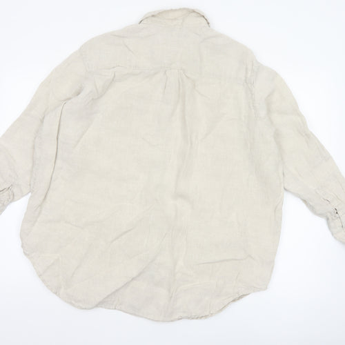 Marks and Spencer Women’s Beige Pure Linen Button-Up Shirt Size 16