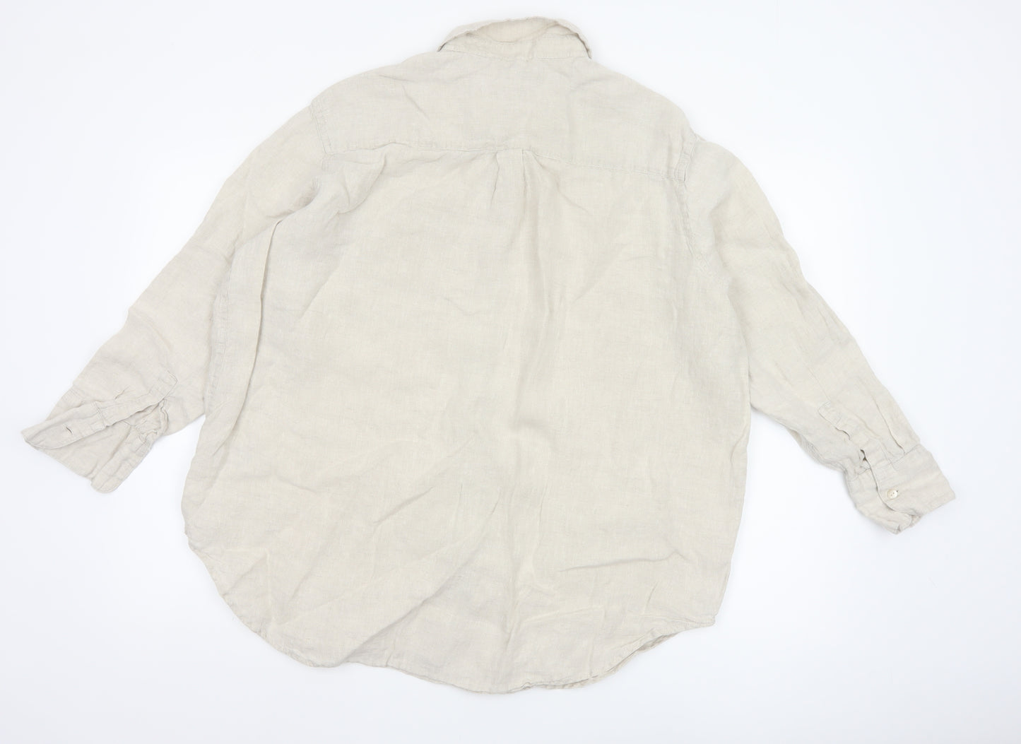 Marks and Spencer Women’s Beige Pure Linen Button-Up Shirt Size 16