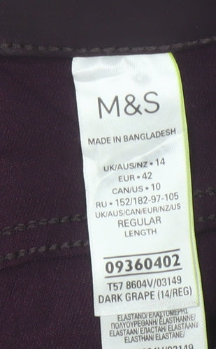 Marks and Spencer Women’s Dark Grape Jeggings Size 14 Regular Fit Stretch Mid Rise