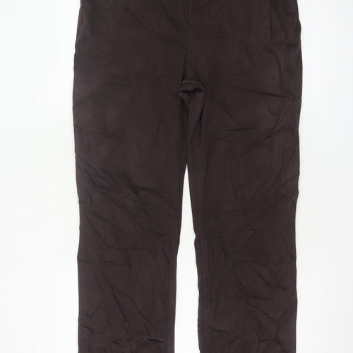 Marks and Spencer Women Brown Size 14 Straight Stretch Trousers