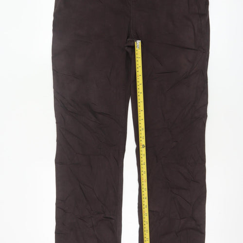 Marks and Spencer Women Brown Size 14 Straight Stretch Trousers