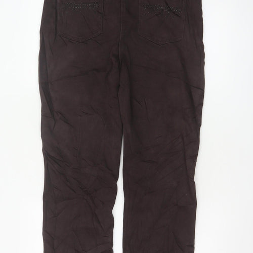 Marks and Spencer Women Brown Size 14 Straight Stretch Trousers