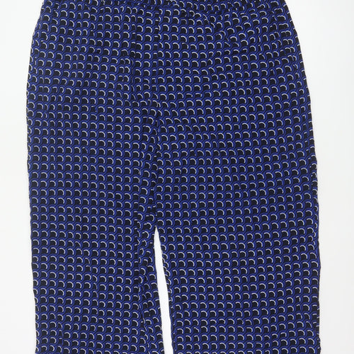 Marks and Spencer Women's Blue Geometric Cropped Trousers Size 12