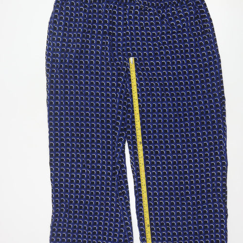 Marks and Spencer Women's Blue Geometric Cropped Trousers Size 12