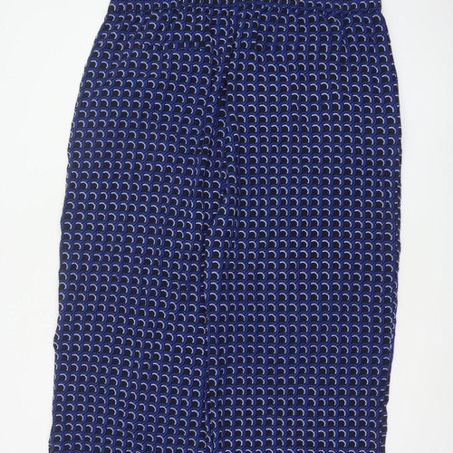 Marks and Spencer Women's Blue Geometric Cropped Trousers Size 12