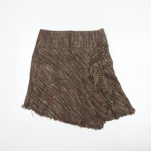 Morgan de Toi Women’s Brown Tweed Wrap Skirt Size 12
