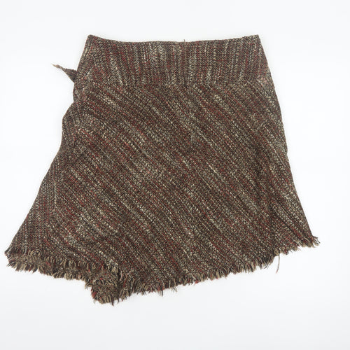 Morgan de Toi Women’s Brown Tweed Wrap Skirt Size 12