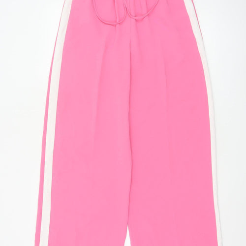 Marks and Spencer Womens Pink Wide-Leg Trousers Size 10