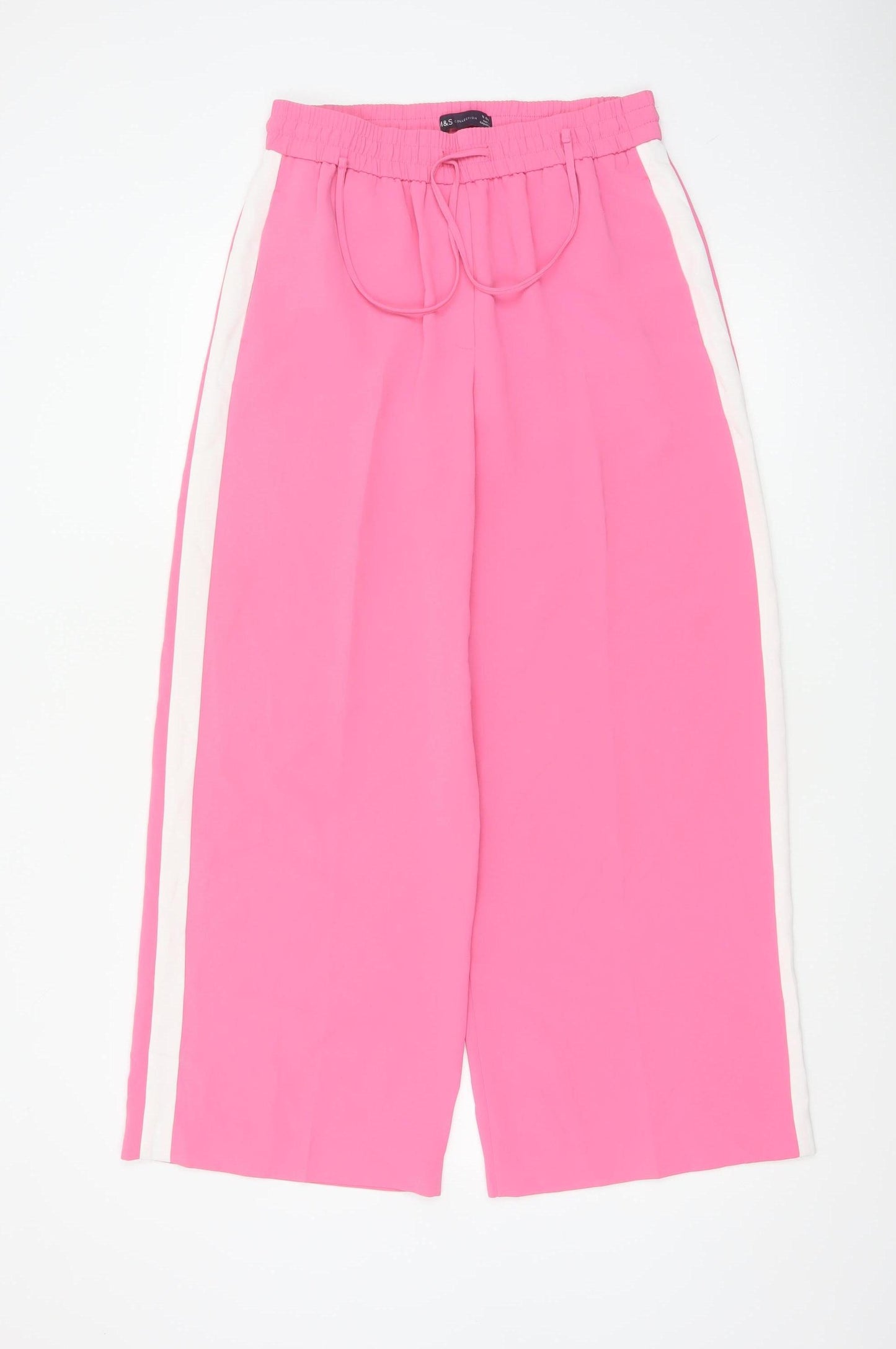 Marks and Spencer Womens Pink Wide-Leg Trousers Size 10