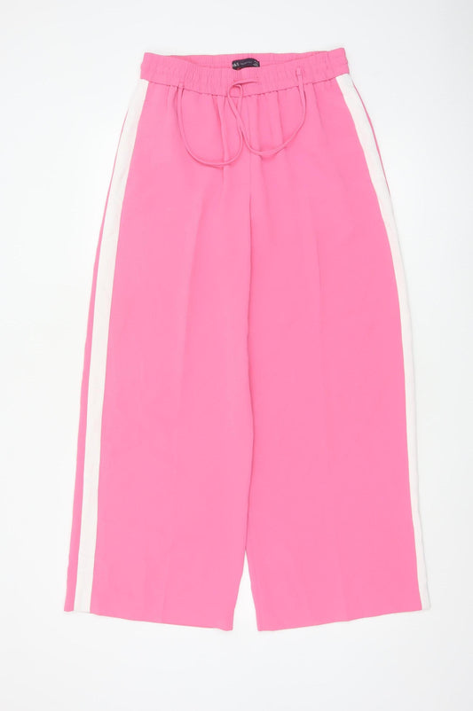 Marks and Spencer Womens Pink Wide-Leg Trousers Size 10