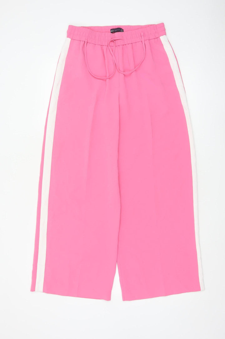 Marks and Spencer Womens Pink Wide-Leg Trousers Size 10