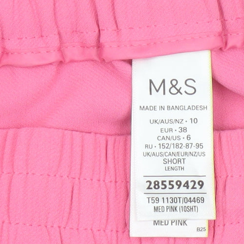 Marks and Spencer Womens Pink Wide-Leg Trousers Size 10