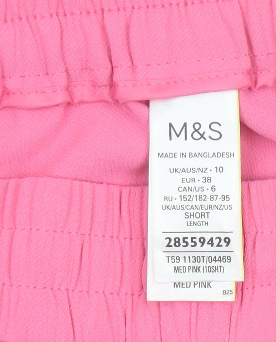 Marks and Spencer Womens Pink Wide-Leg Trousers Size 10