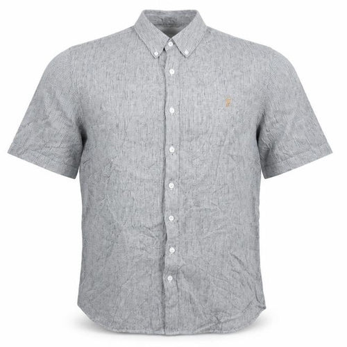 Farah Men's Grey Slim Fit Short Sleeve Button-Up Shirt XL