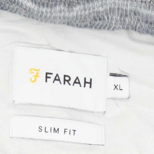 Farah Men's Grey Slim Fit Short Sleeve Button-Up Shirt XL