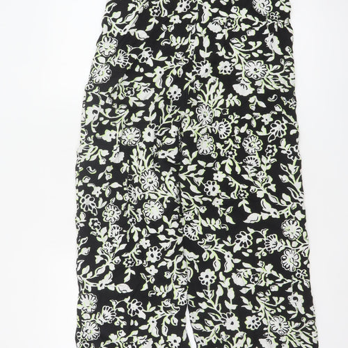 Marks and Spencer Women's Black Floral Cropped Viscose Trousers Size 12