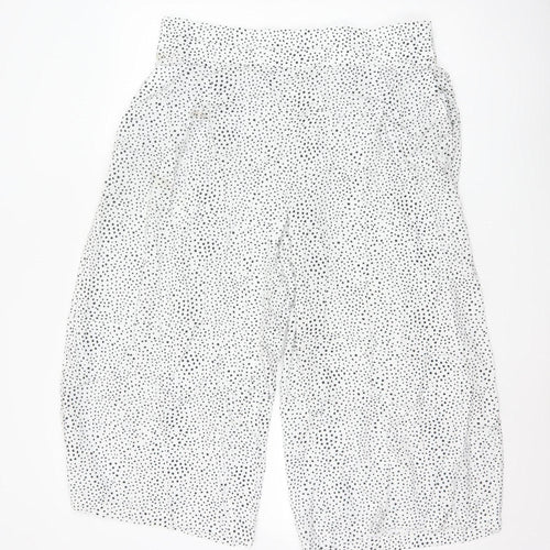 Marks and Spencer Women White Polka Dot Cropped Wide-Leg Trousers Size 16