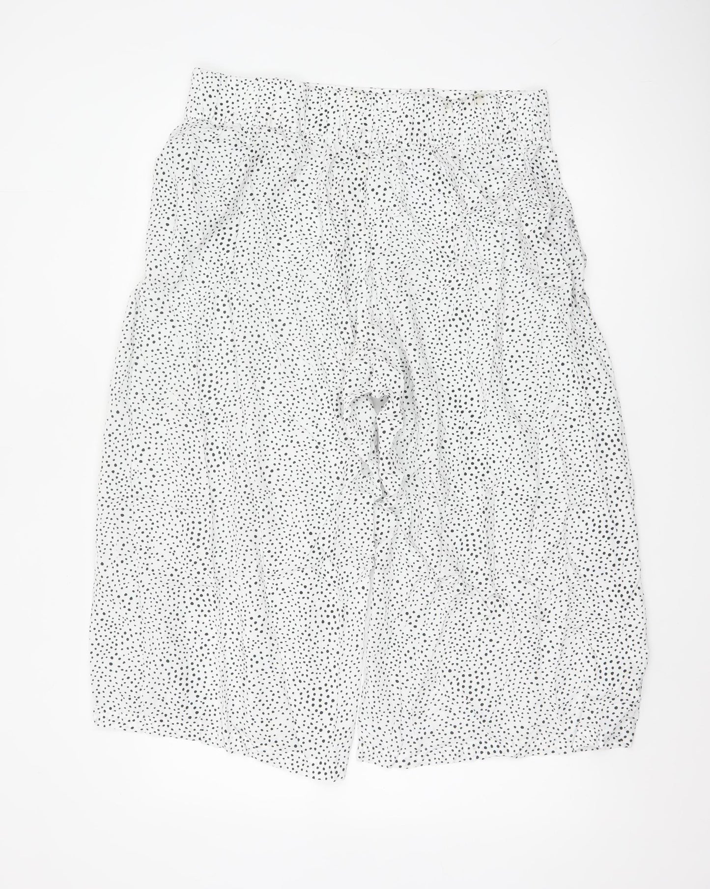 Marks and Spencer Women White Polka Dot Cropped Wide-Leg Trousers Size 16