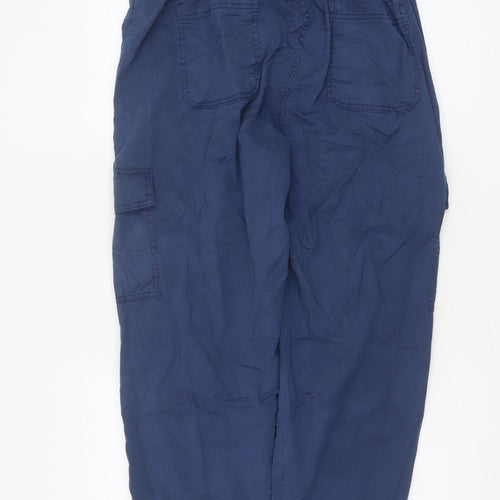 Marks and Spencer Women Blue Cargo Trousers Size 12 Cotton Blend