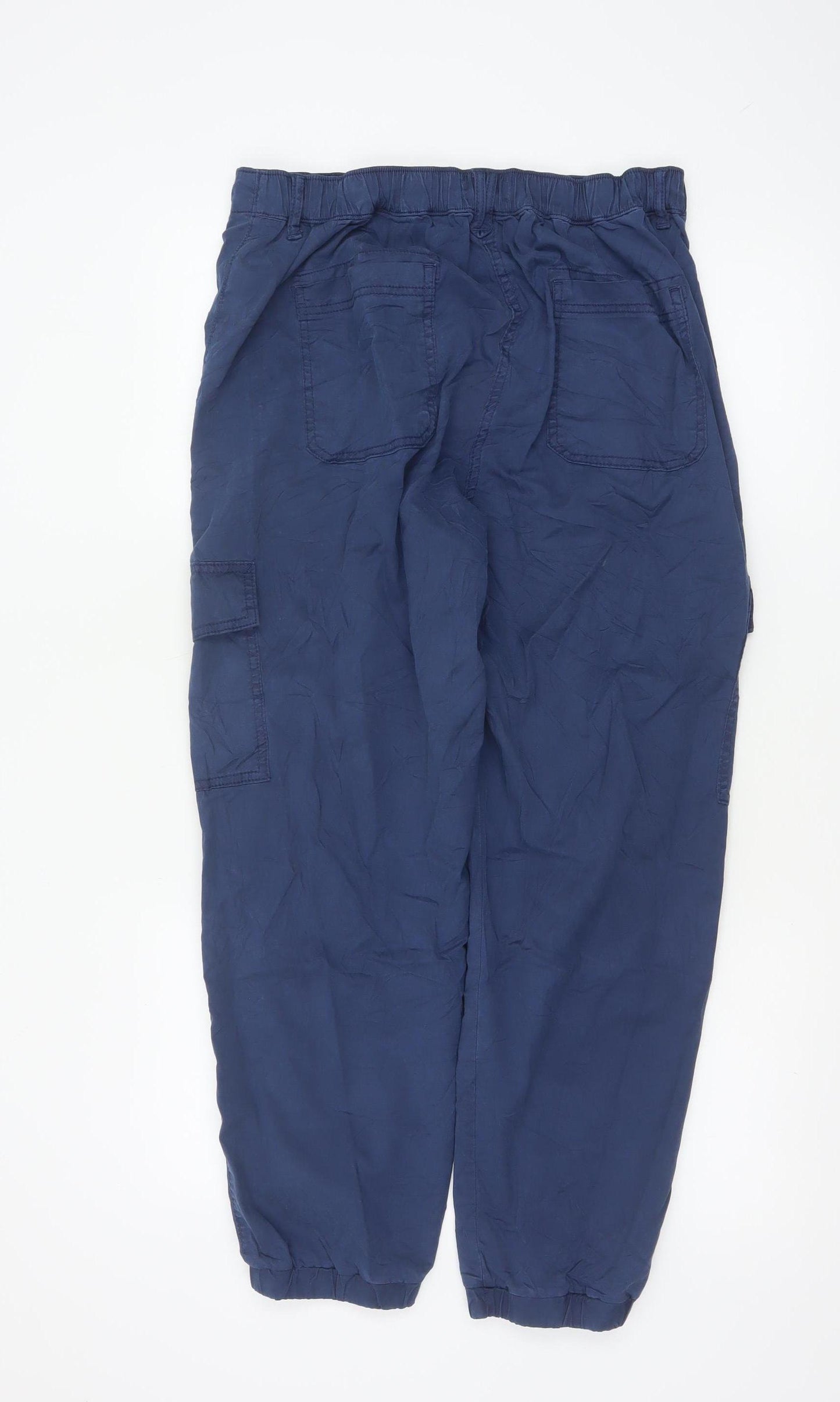 Marks and Spencer Women Blue Cargo Trousers Size 12 Cotton Blend